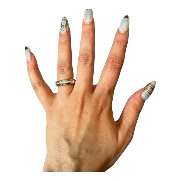 Gold Fidget Spinner Ring with Crystals - Size 6 - Picture 11 of 11